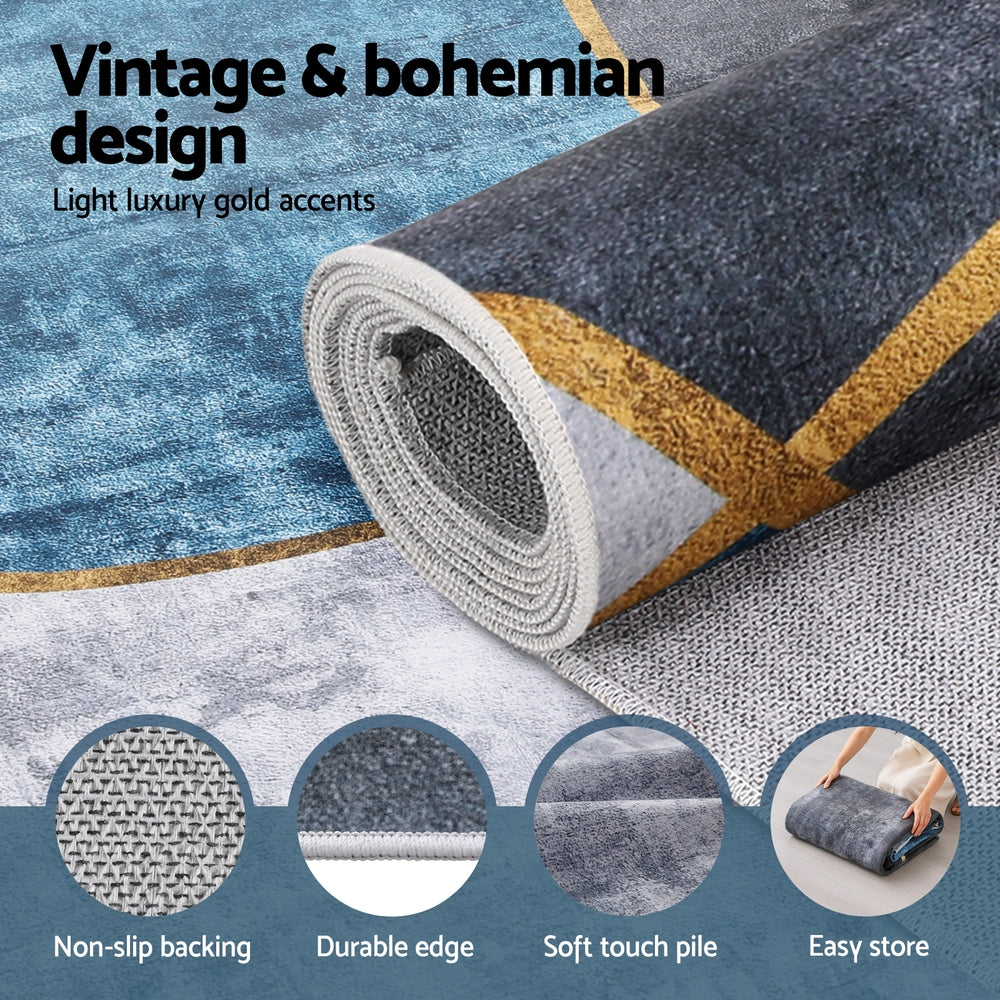 Washable Geometric Rug | 200x290cm | Large Area Floor Carpet