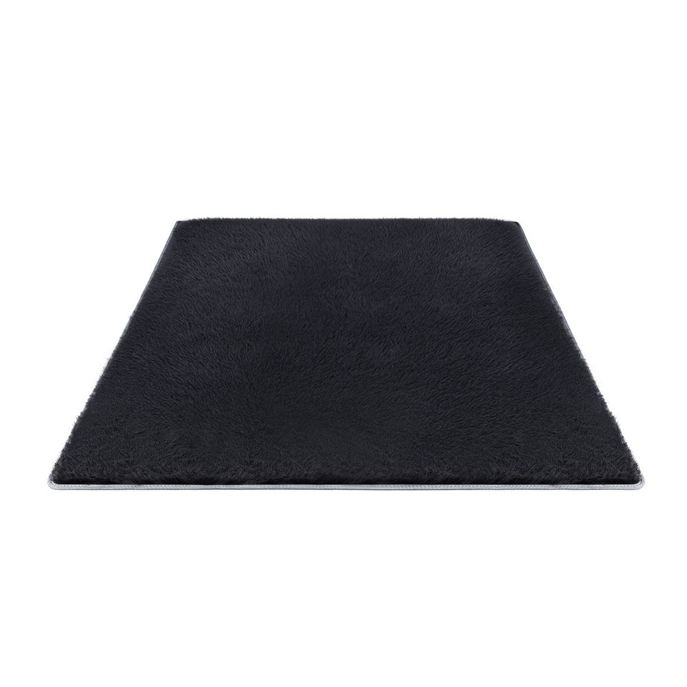 Plush Shaggy Rug | 140x200cm | Living Room Bedroom | Black