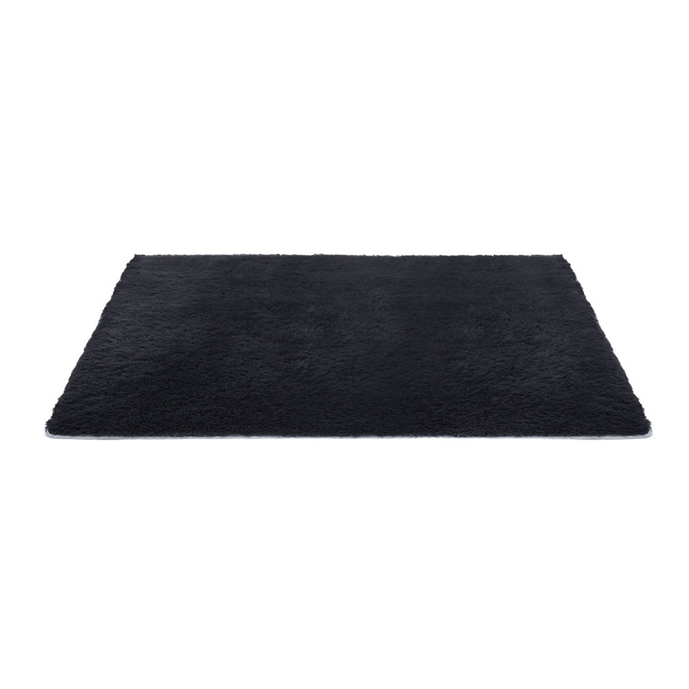 Plush Shaggy Rug | 140x200cm | Living Room Bedroom | Black