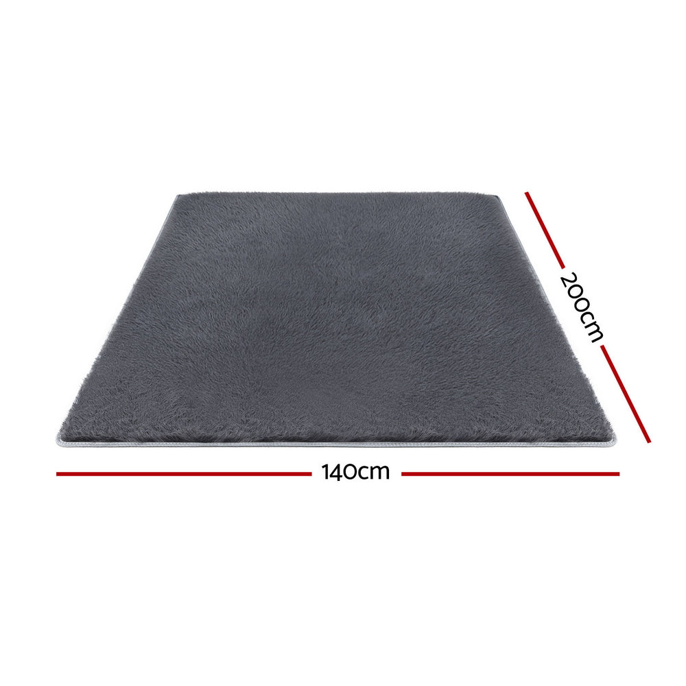 Shaggy Area Rug | 140x200cm | Plush Pile | Grey