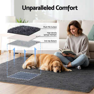 Shaggy Area Rug | 140x200cm | Plush Pile | Grey