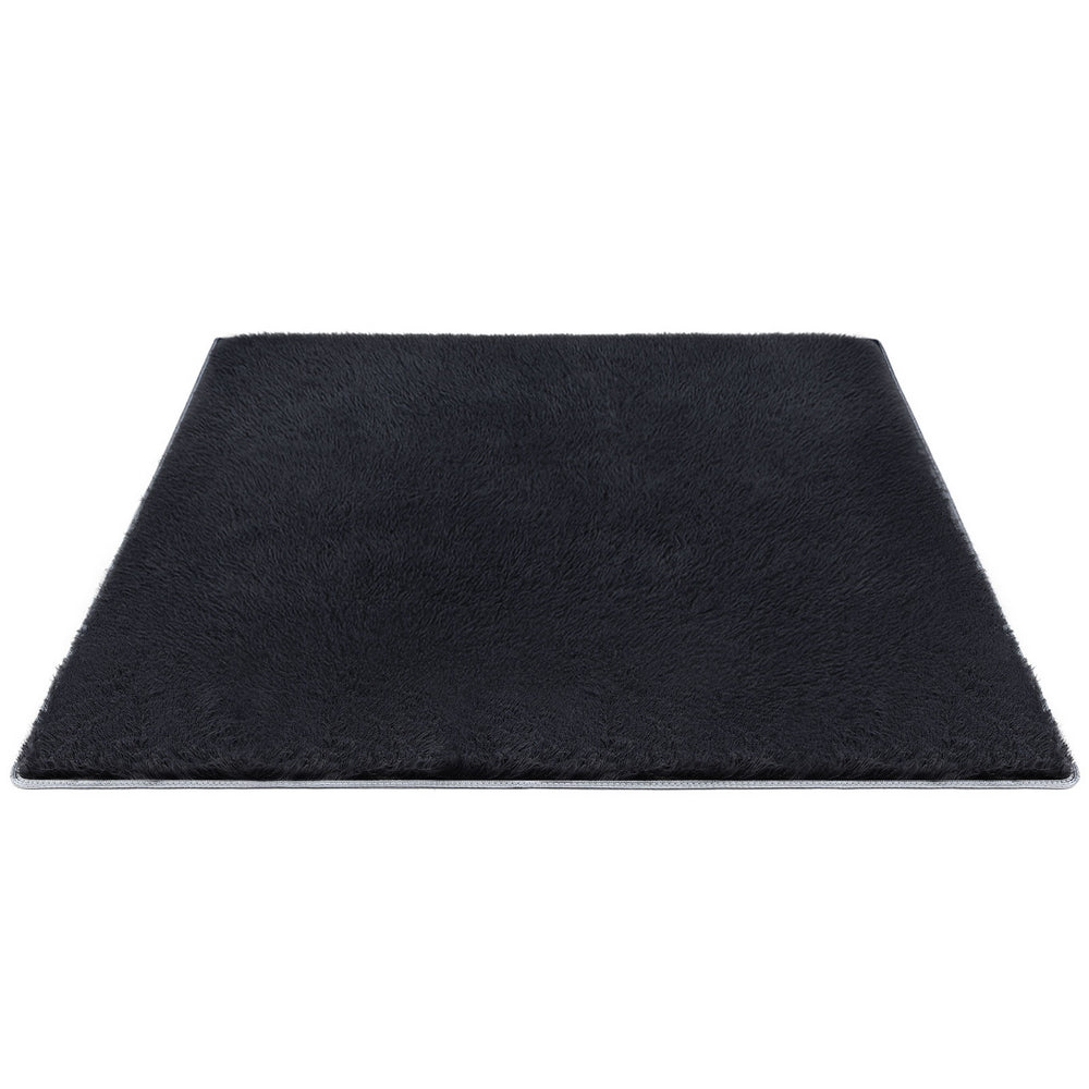 Plush Shaggy Rug | 160x230cm | Living Room Bedroom Carpet | Black