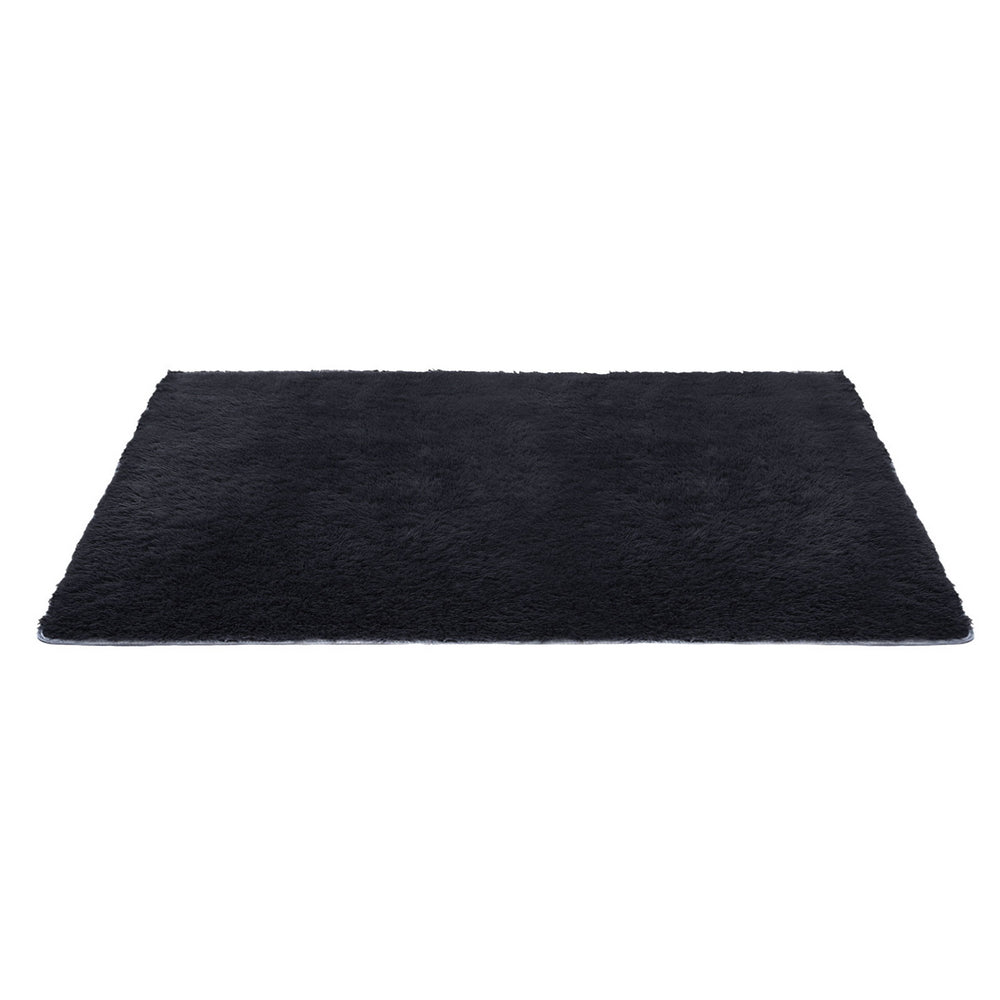 Plush Shaggy Rug | 160x230cm | Living Room Bedroom Carpet | Black