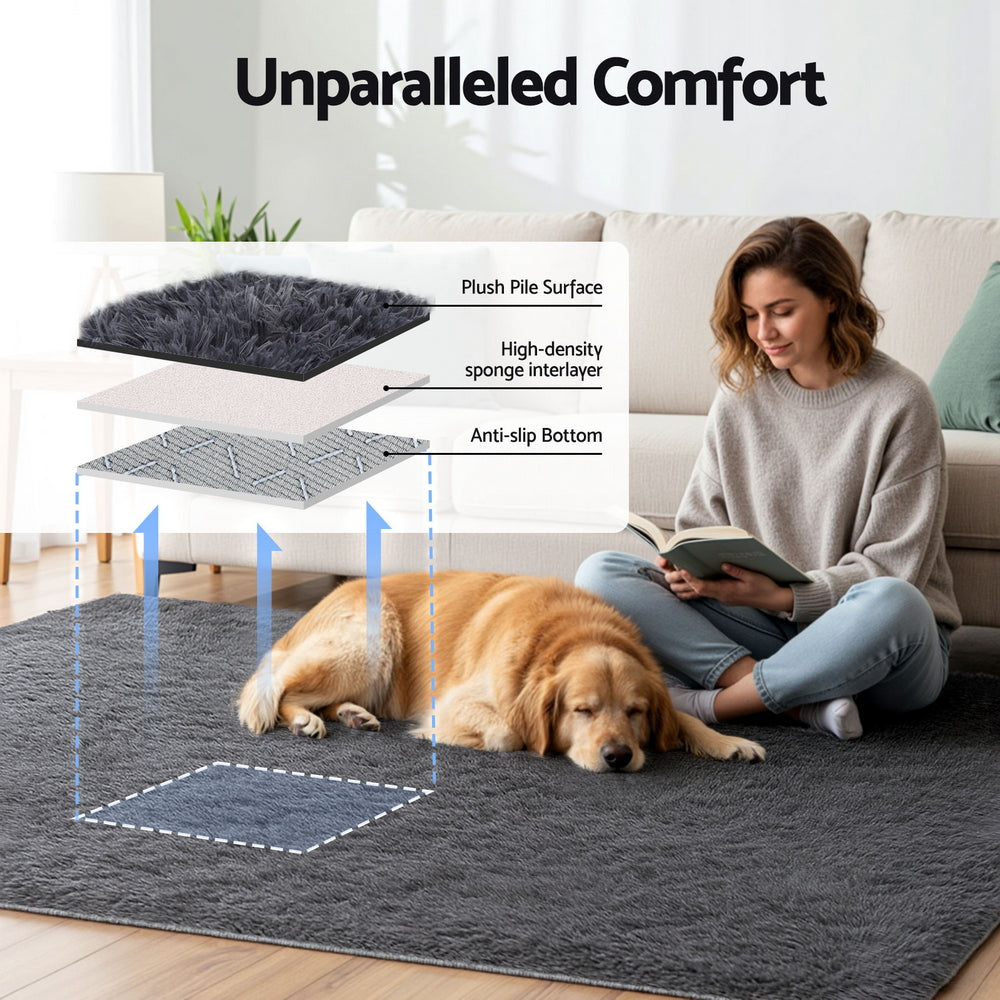 Shaggy Area Rug | 160x230cm | Plush Pile | Grey