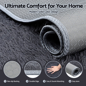 Shaggy Area Rug | 160x230cm | Plush Pile | Grey