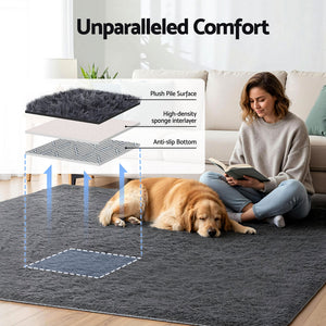 Shaggy Floor Rug | 200x230cm | Living Room Bedroom | Grey