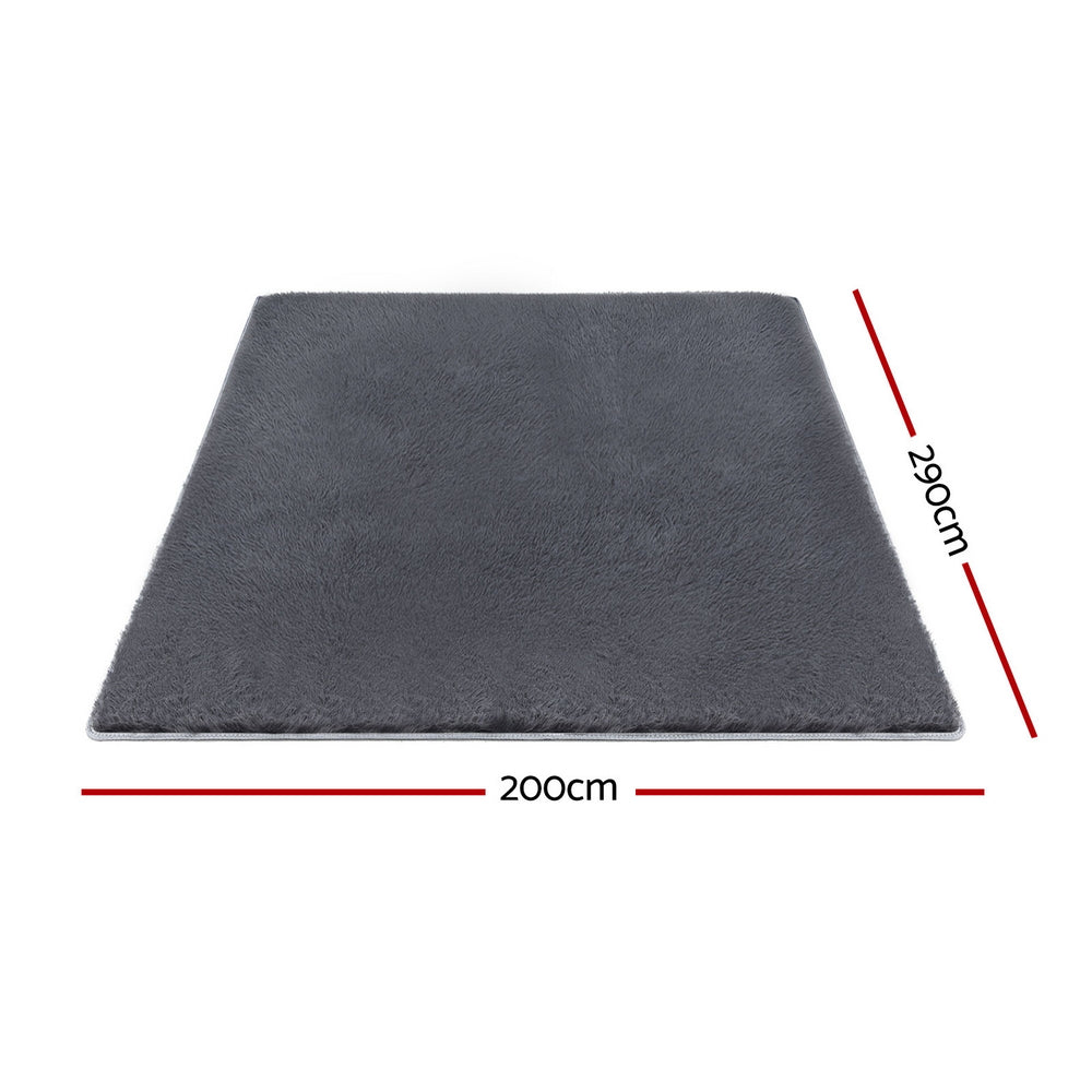 Extra Large Shag Rug | 200x290cm | Plush Carpet | Grey