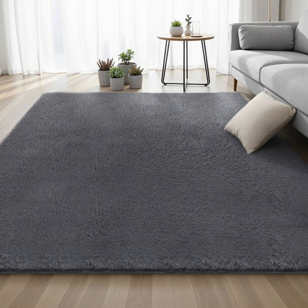 Extra Large Shag Rug | 200x290cm | Plush Carpet | Grey