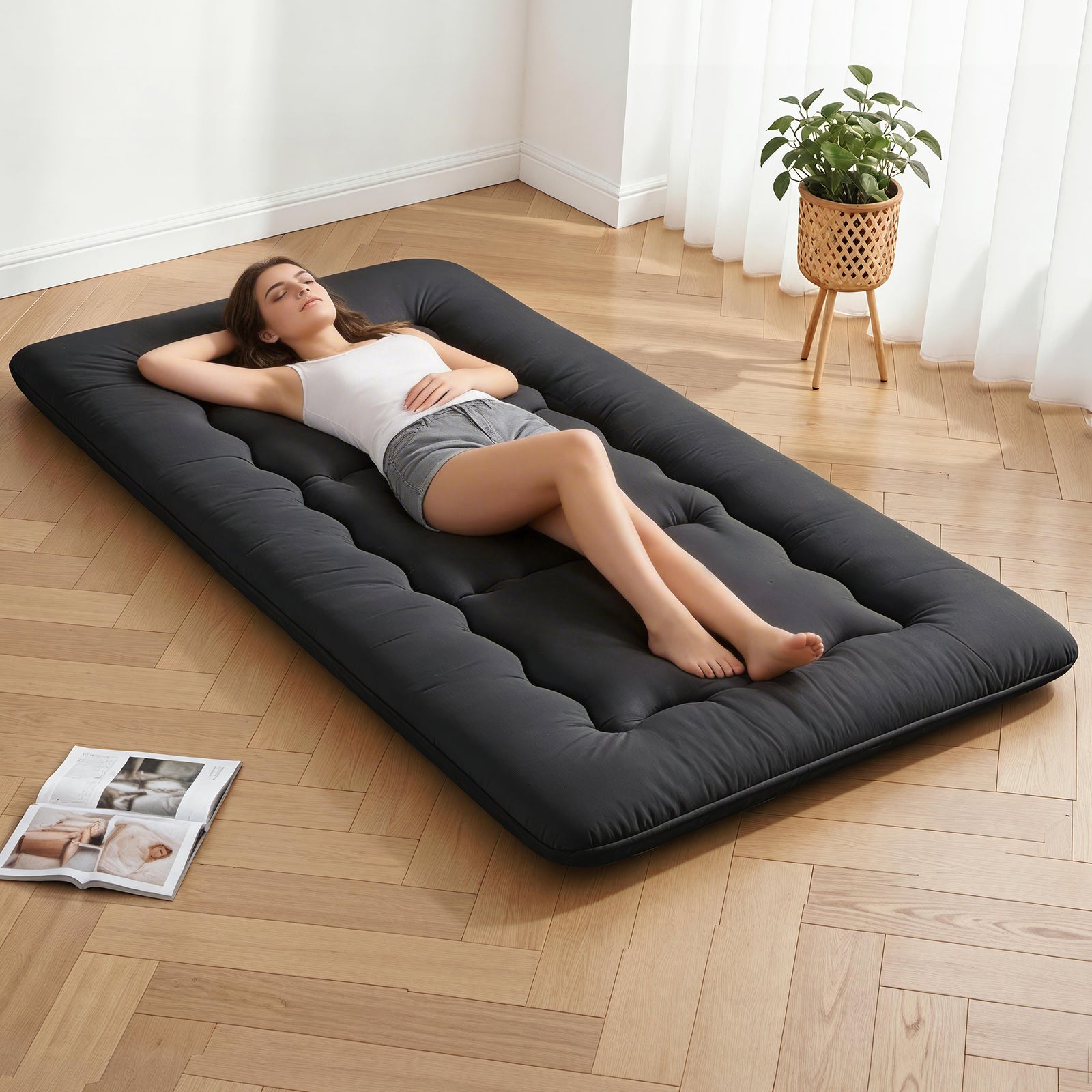 Japanese Style Futon Mattress | 10cm Floor Mattress with Washable Cover
