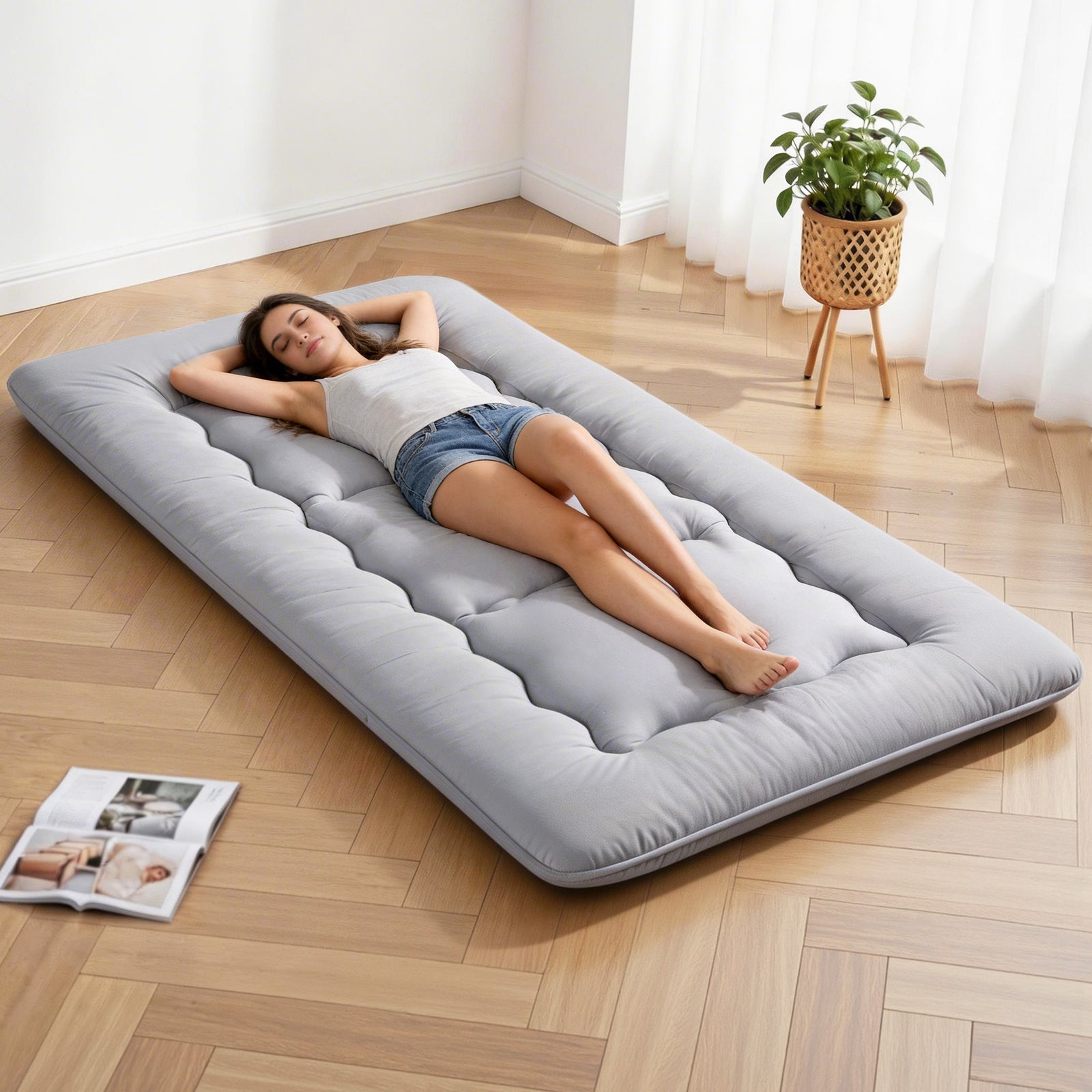 Floor Futon Mattress | 10cm Foldable Design with Storage Straps