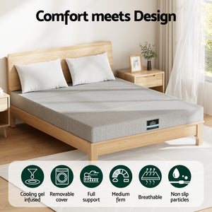 Bedding Memory Foam Mattress 15cm | Cool Gel Charcoal | 7-Zone Support | Bamboo Cover | Double Size