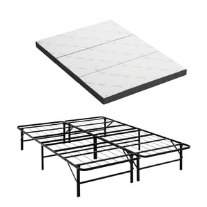 Giselle Folding Bed with Mattress Double Portable Foldable Guest Bed Bamboo Cover
