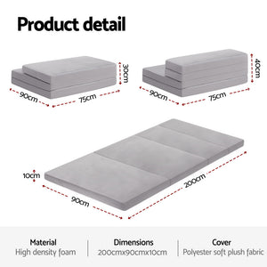 4-Fold Sofa Bed Mattress | Folding Sleeping Camping Cushion