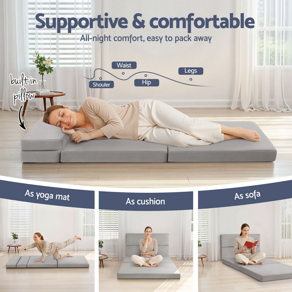 4-Fold Sofa Bed Mattress | Folding Sleeping Camping Cushion