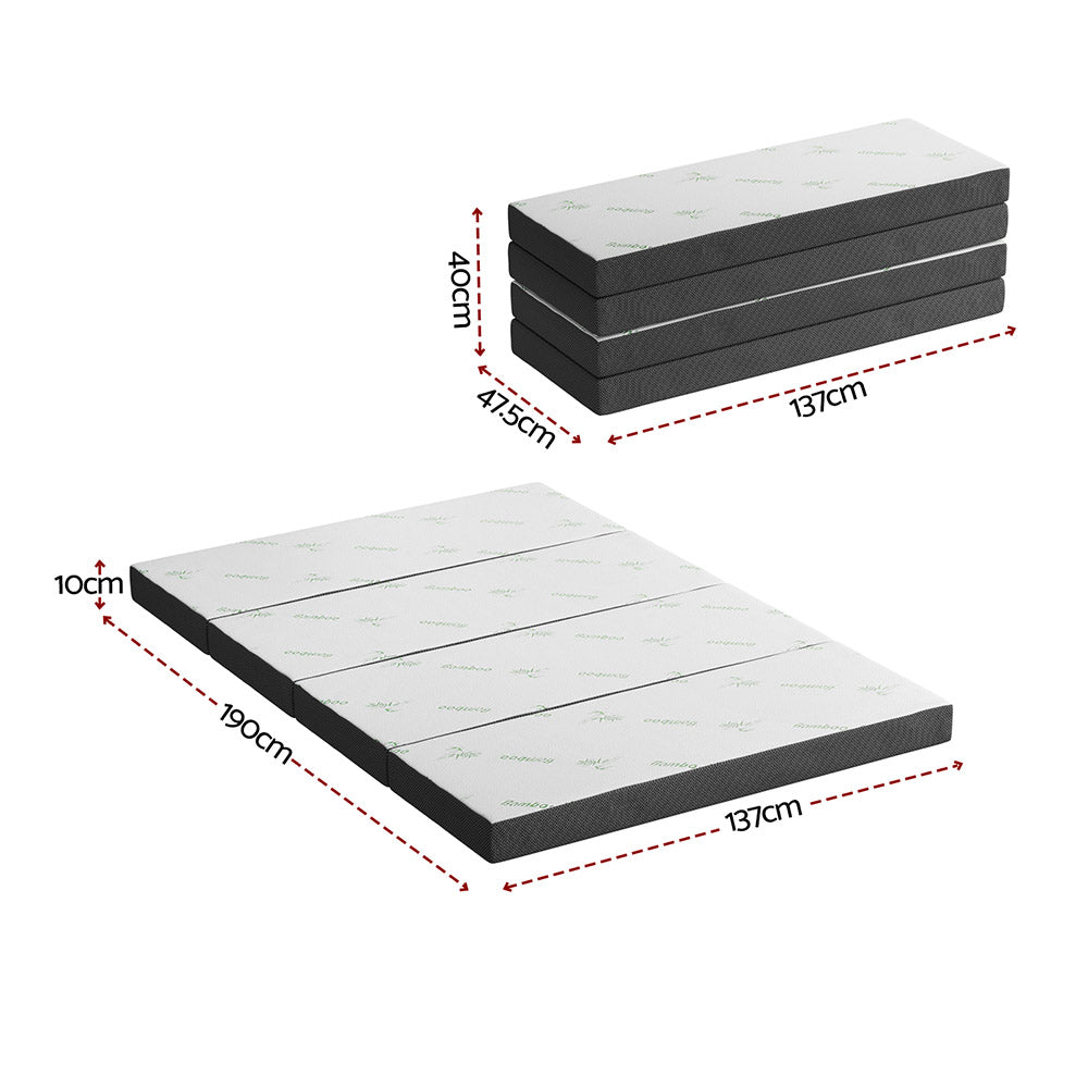 Foldable Mattress | Bamboo Fabric Folding Foam Mattress | Double Size