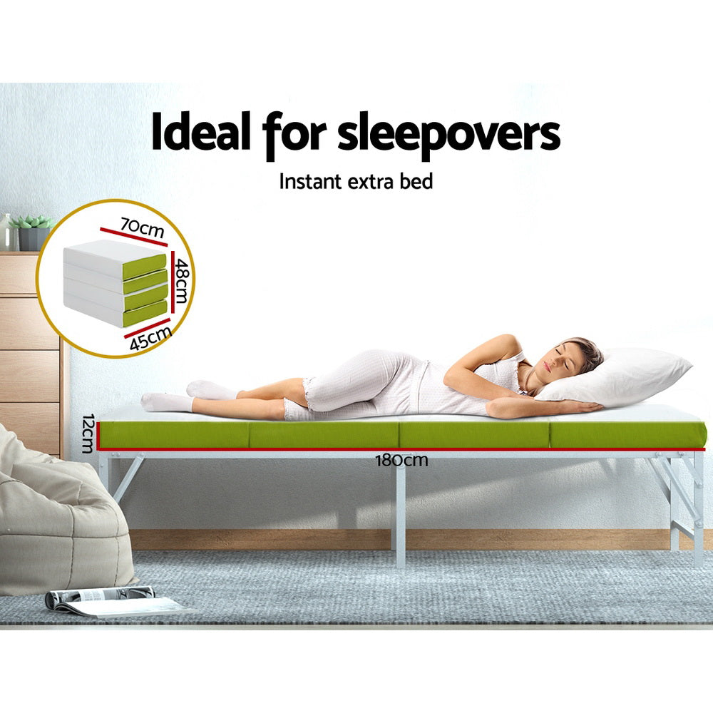 Bedding | Foldable Mattress | Folding Foam | Single | Green