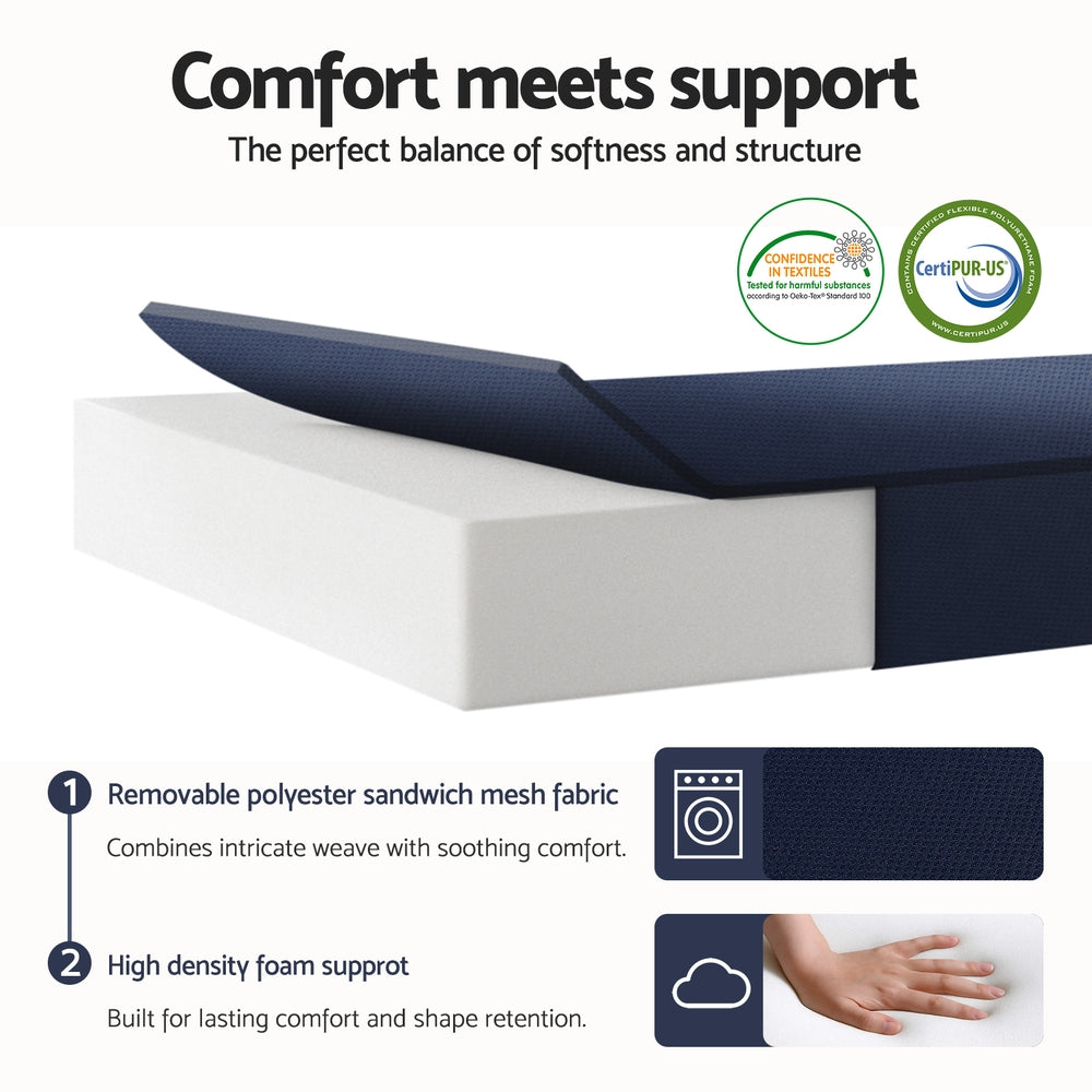 Foldable Foam Mattress | Blue | Portable Floor Mat | Double