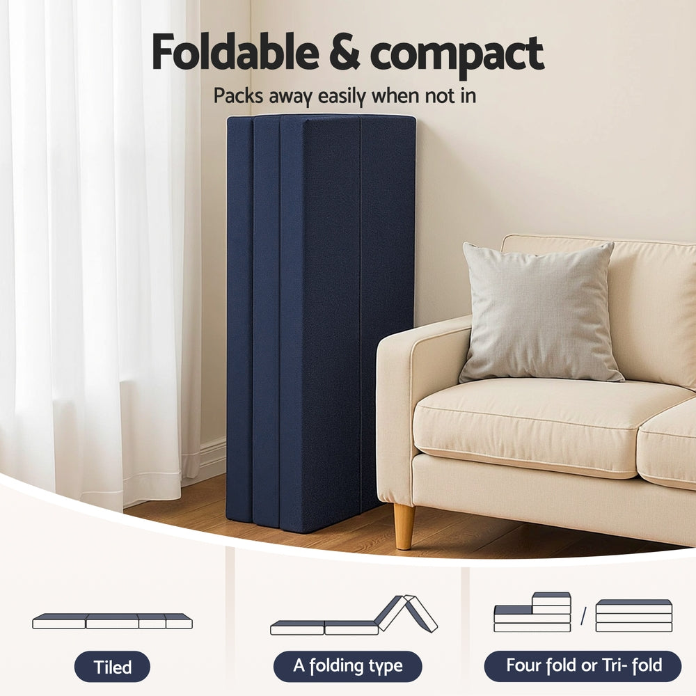 Foldable Foam Mattress | Blue | Portable Floor Mat | Double