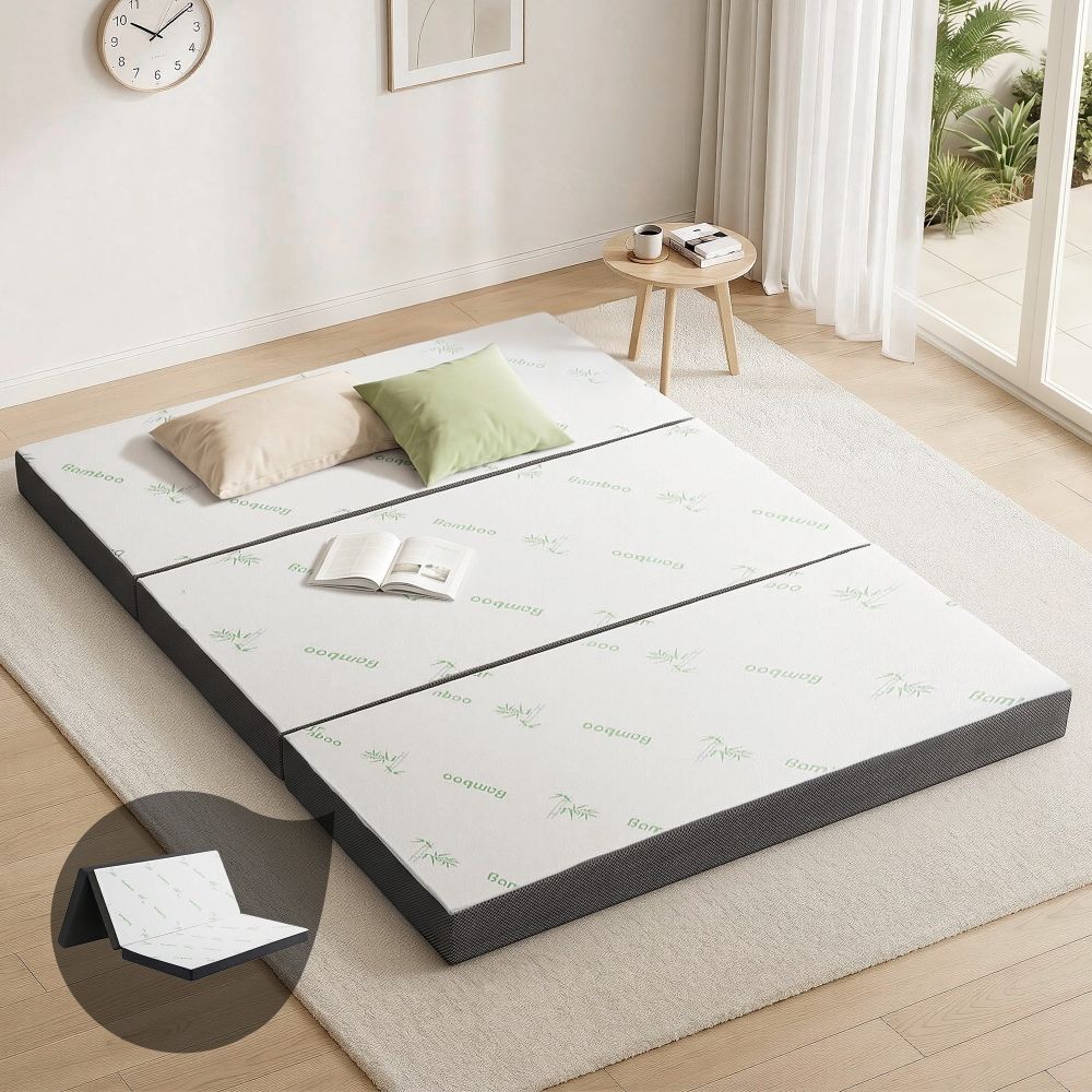 Foldable Mattress | Bamboo Fabric Folding Foam Mattress | Queen Size