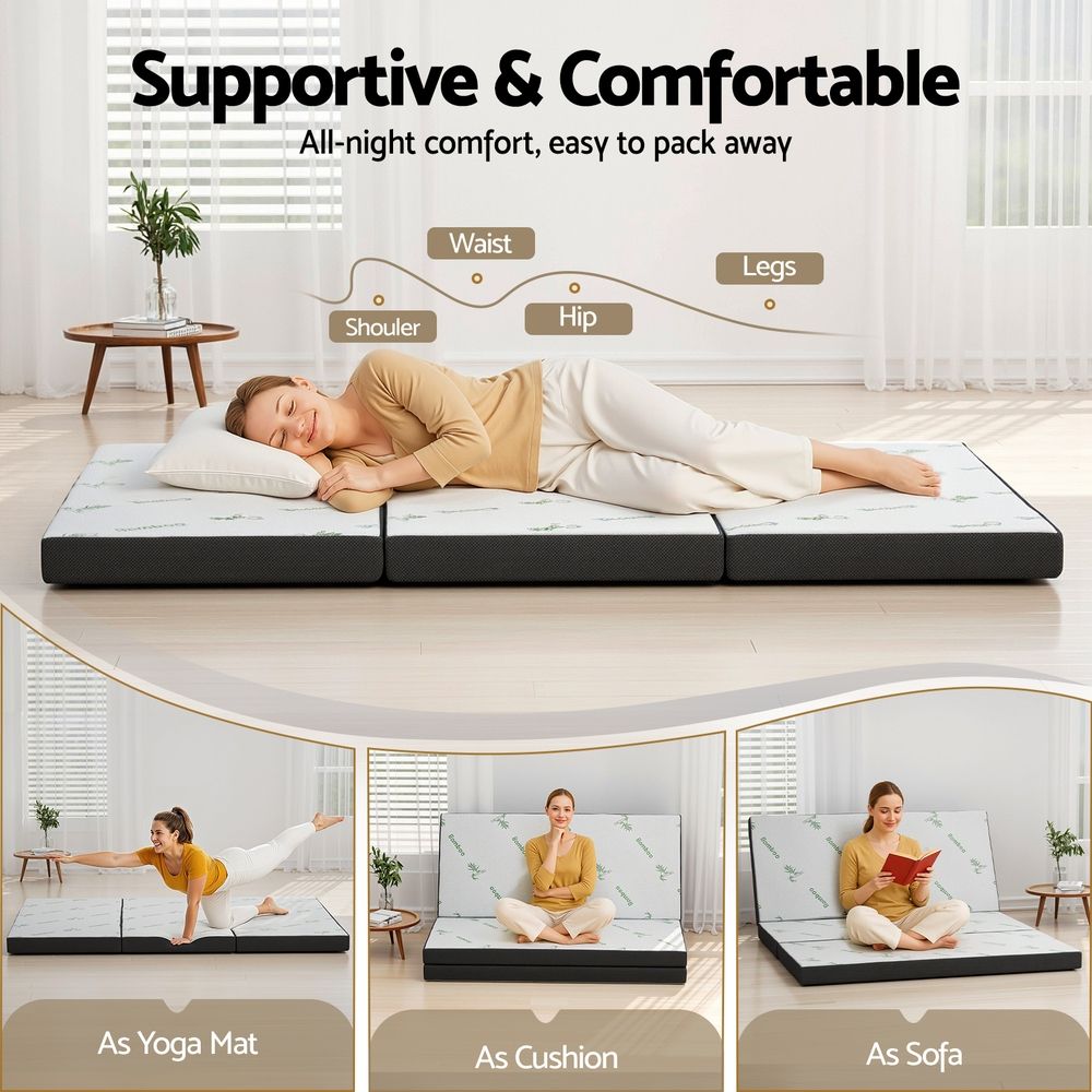 Foldable Mattress | Bamboo Fabric Folding Foam Mattress | Queen Size