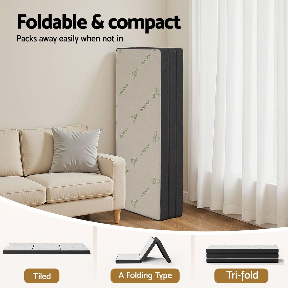 Foldable Mattress | Bamboo Fabric Folding Foam Mattress | Queen Size