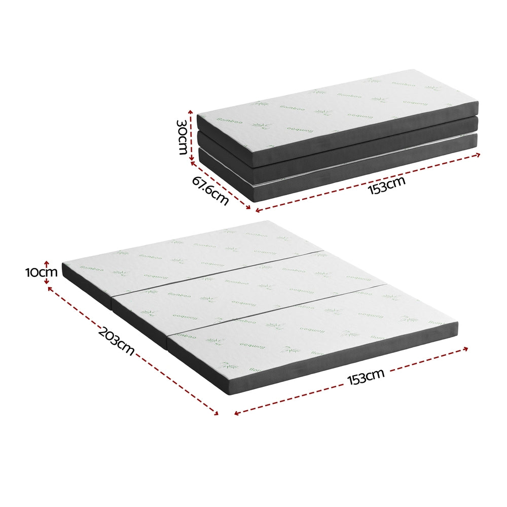 Foldable Mattress | Bamboo Fabric Folding Foam Mattress | Queen Size
