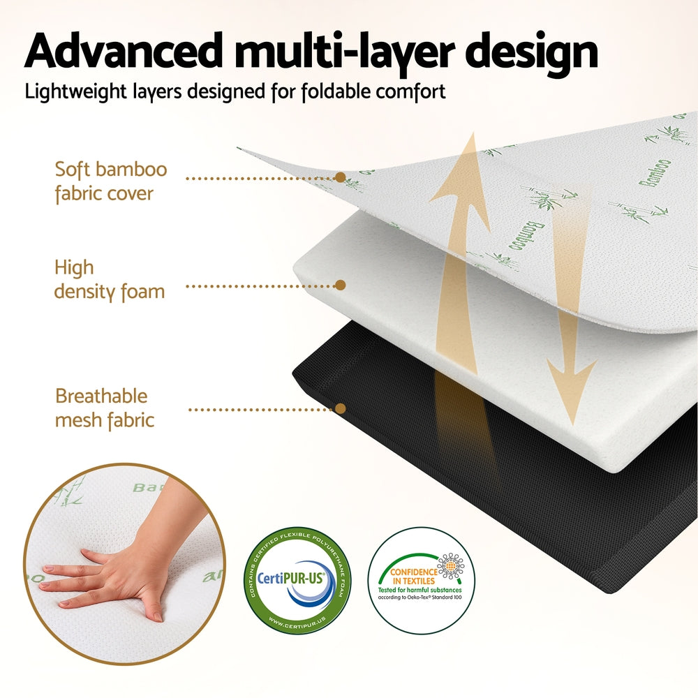 Foldable Mattress | Bamboo Fabric Folding Foam Mattress | Queen Size