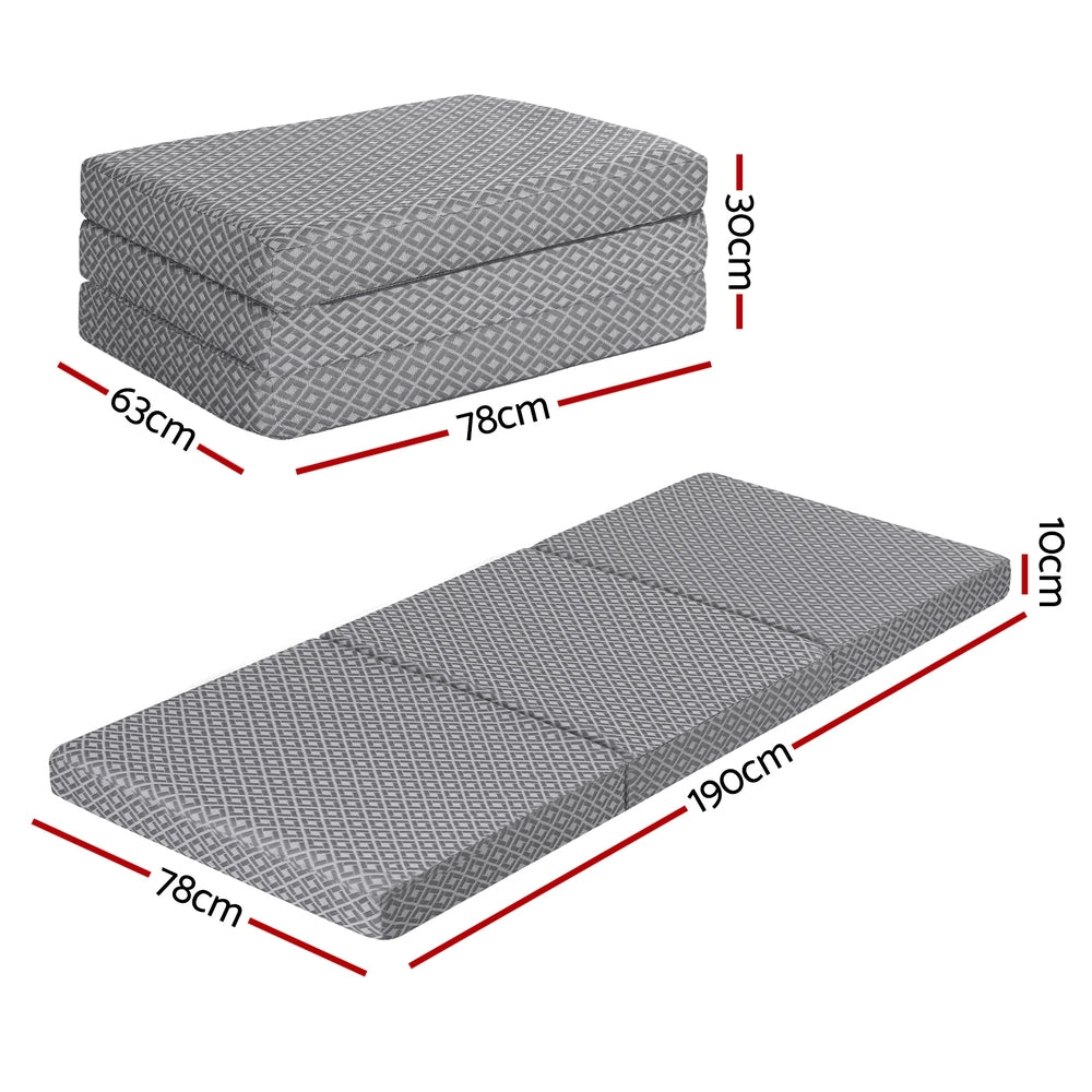 Tri-Fold Memory Foam Sofa Bed | Camping Cushion Mattress