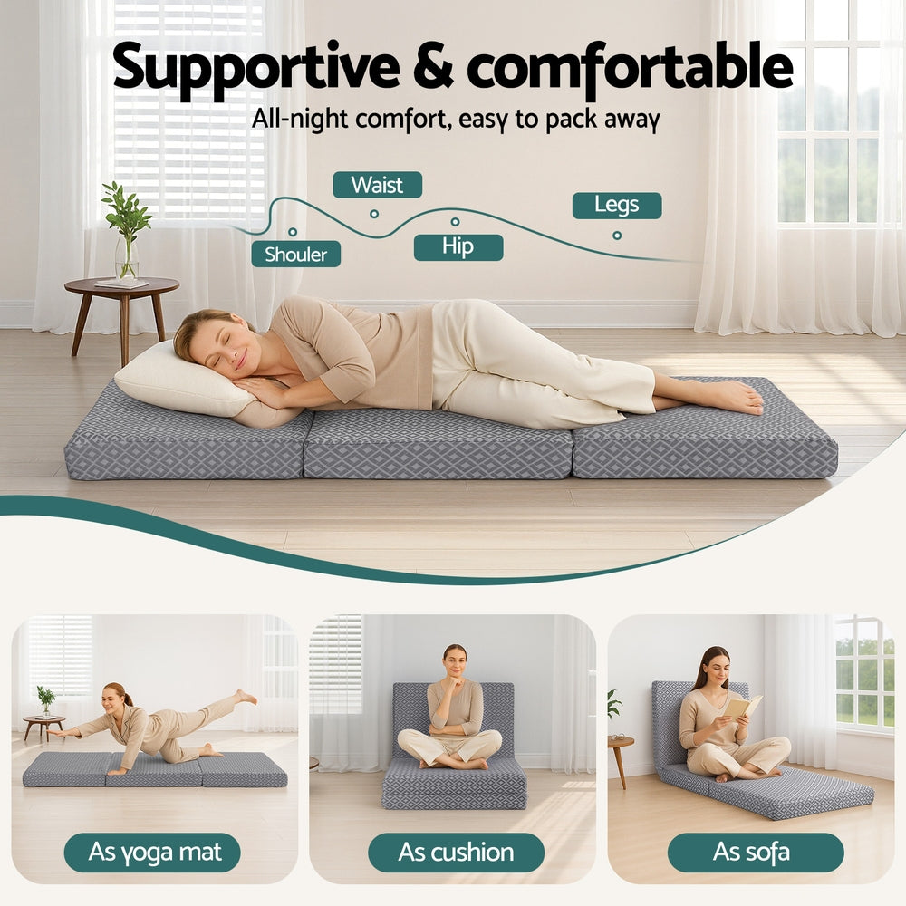 Tri-Fold Memory Foam Sofa Bed | Camping Cushion Mattress