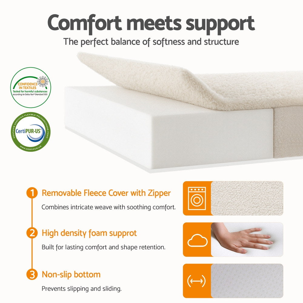 Tri-Fold Foam Mattress | Portable Foldable Floor Mat | Fleece