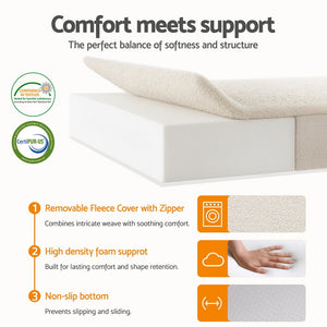 Tri-Fold Foam Mattress | Portable Foldable Floor Mat | Fleece