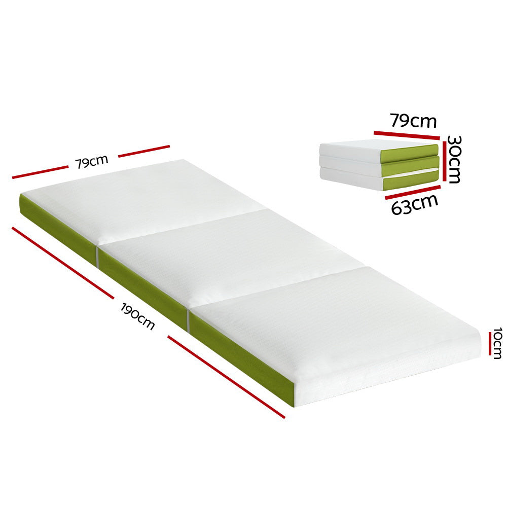 Bedding | Foldable Mattress | Folding Foam Trifold | Green