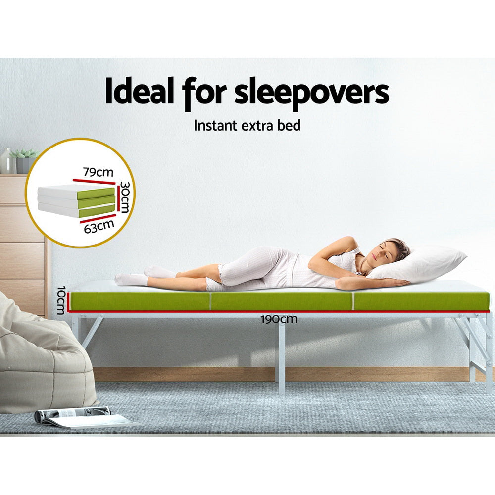 Bedding | Foldable Mattress | Folding Foam Trifold | Green