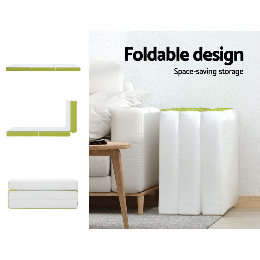 Bedding | Foldable Mattress | Folding Foam Trifold | Green