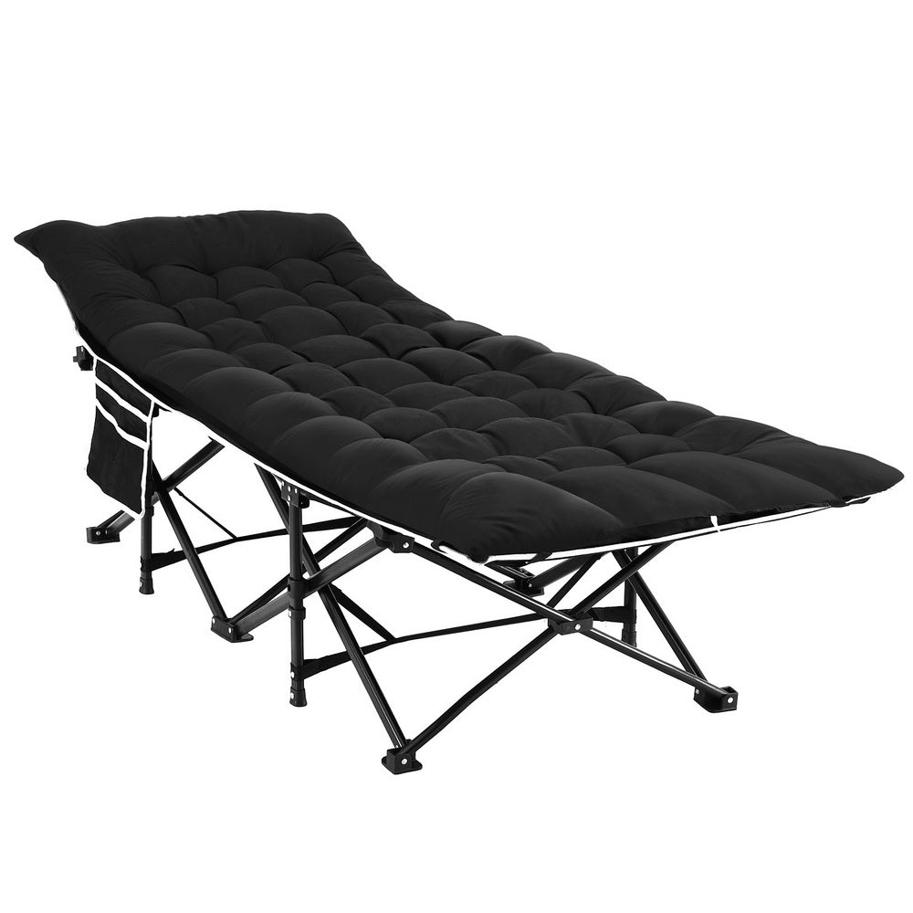 Folding Bed | Heavy Duty | Includes Mattress | 185cm | Black