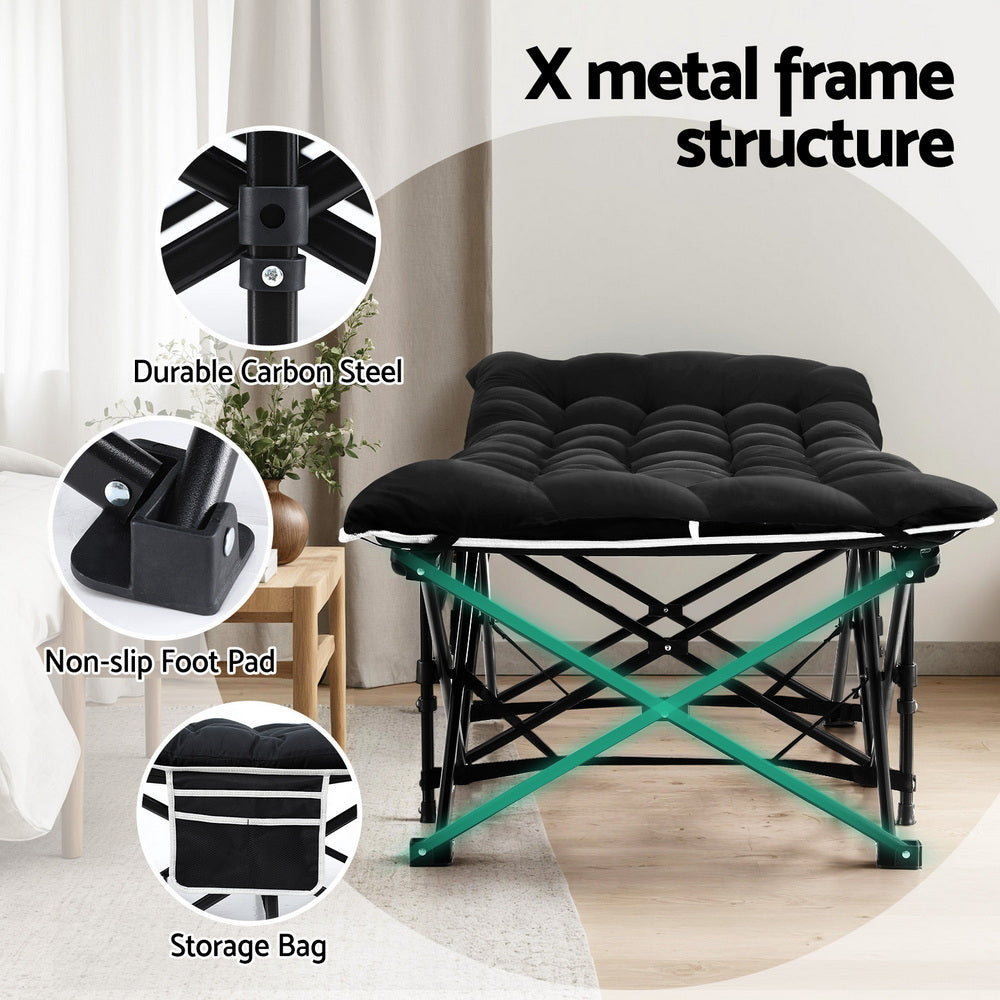 Folding Bed | Heavy Duty | Includes Mattress | 185cm | Black
