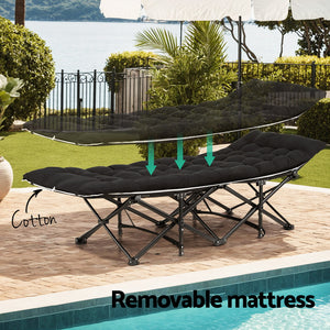 Folding Bed | Heavy Duty | Includes Mattress | 185cm | Black
