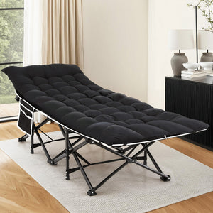 Folding Bed | Heavy Duty | Includes Mattress | 185cm | Black