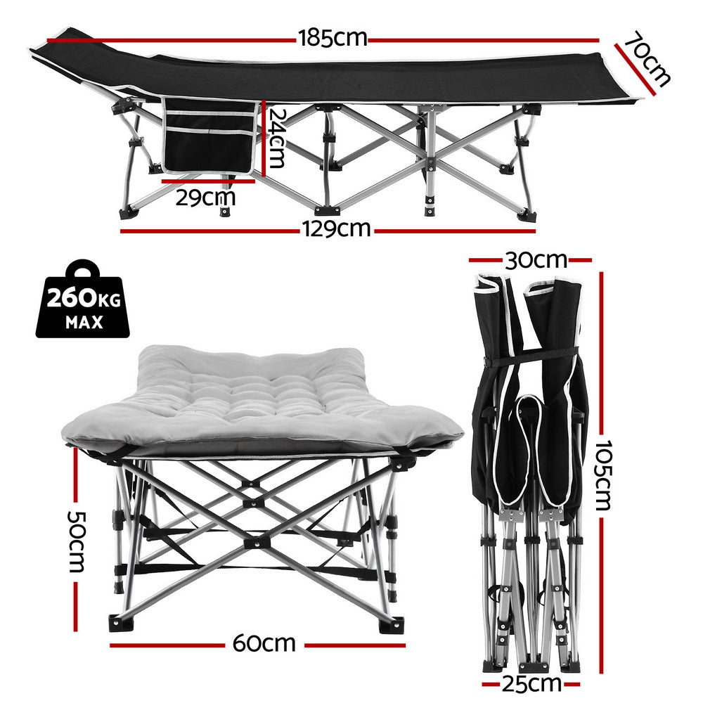 Heavy Duty Folding Bed | 185cm | Mattress Included | Grey