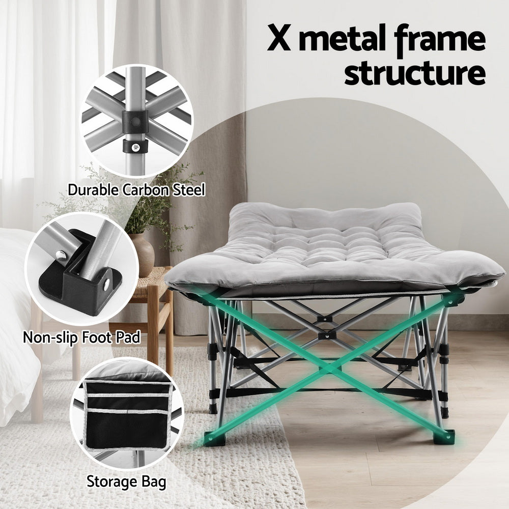 Heavy Duty Folding Bed | 185cm | Mattress Included | Grey