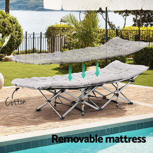 Heavy Duty Folding Bed | 185cm | Mattress Included | Grey