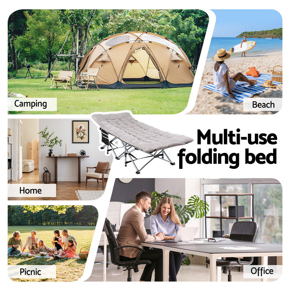 Heavy Duty Folding Bed | 185cm | Mattress Included | Grey