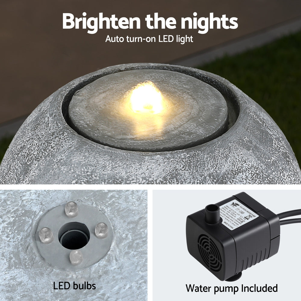 Gardeon Solar Fountain | Outdoor Water Feature with LED Lights | Beige