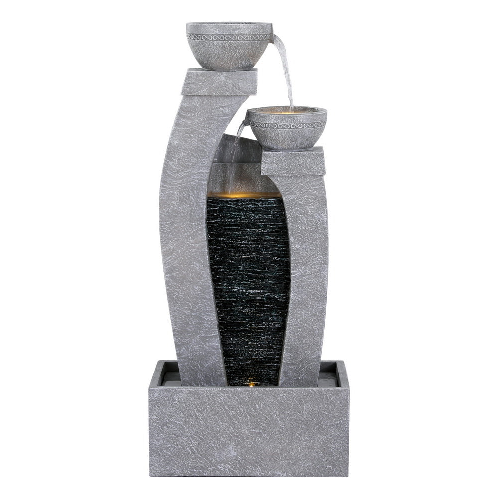 Gardeon Solar Fountain | 3-Tier Cascading | Indoor Outdoor Water Feature | Grey