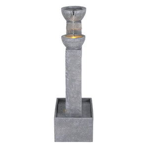 Gardeon Solar Fountain | 3-Tier Cascading | Indoor Outdoor Water Feature | Grey