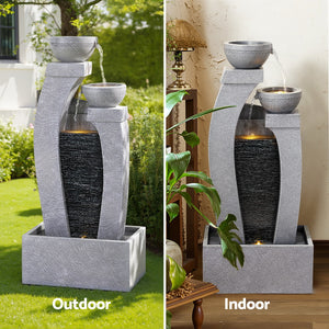 Gardeon Solar Fountain | 3-Tier Cascading | Indoor Outdoor Water Feature | Grey