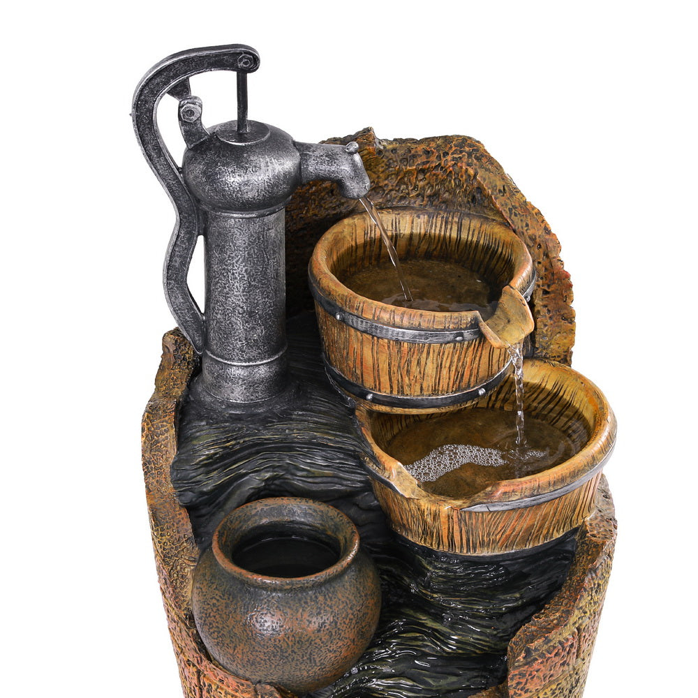 Solar Fountain Water Feature | Outdoor Cascading Hand Pump Design | 80CM