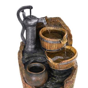 Solar Fountain Water Feature | Outdoor Cascading Hand Pump Design | 80CM