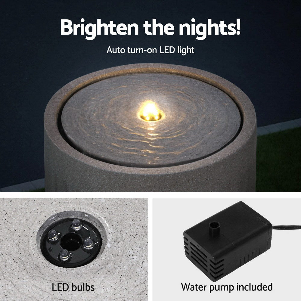 Gardeon Solar Fountain | Outdoor Water Feature with LED Lights | Beige