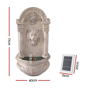 Solar Water Fountain Feature 77cm | Wall Mount Garden Decoration | Beige